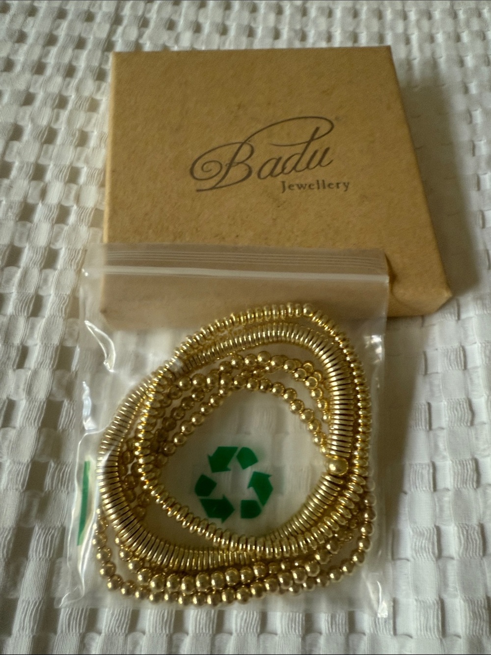 Gold Beaded Stretch Bracelet Set